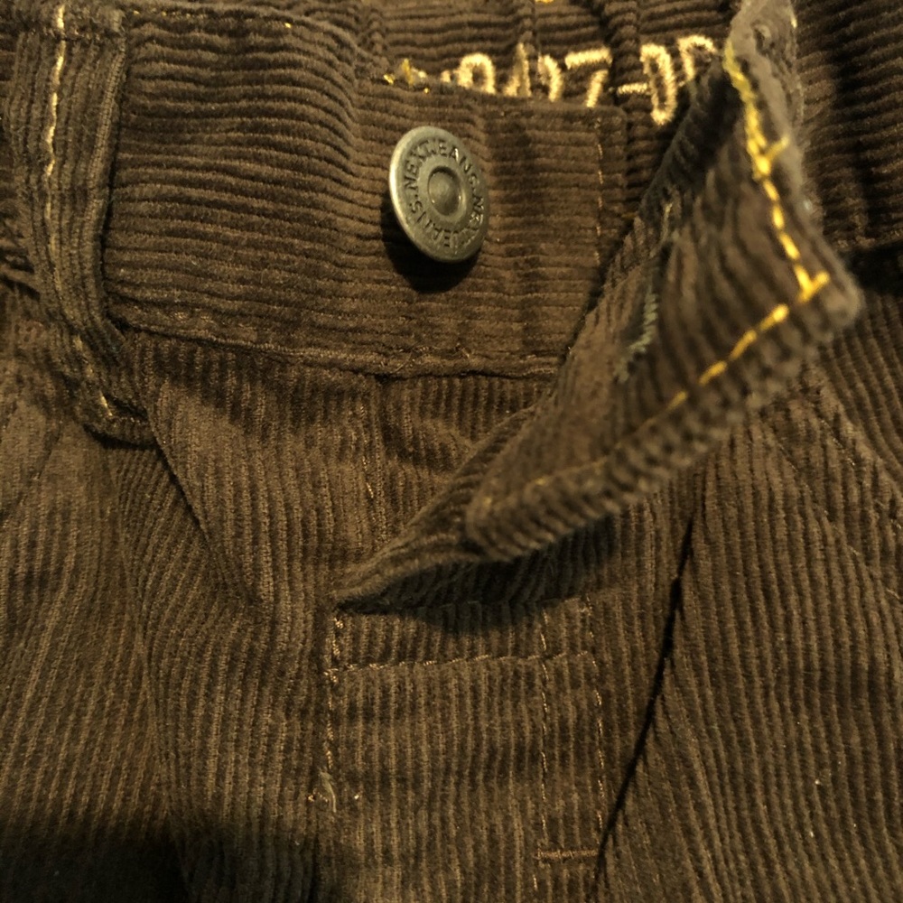 Next Dark Brown Corduroy Pants Button Closure - Picture 2 of 3